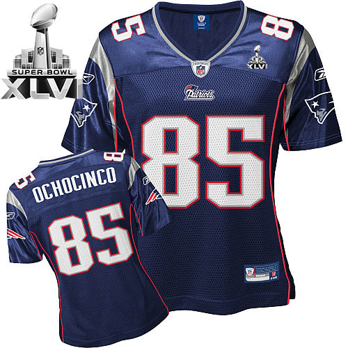 Patriots #85 Chad Ochocinco Blue Women's Team Color Super Bowl XLVI Stitched NFL Jersey - Click Image to Close